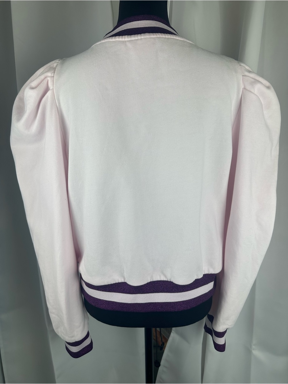 Queen of Sparkles Game Day Rhinestone Puff Sleeve Pink Purple Sweatshirt Medium - Picture 6 of 10